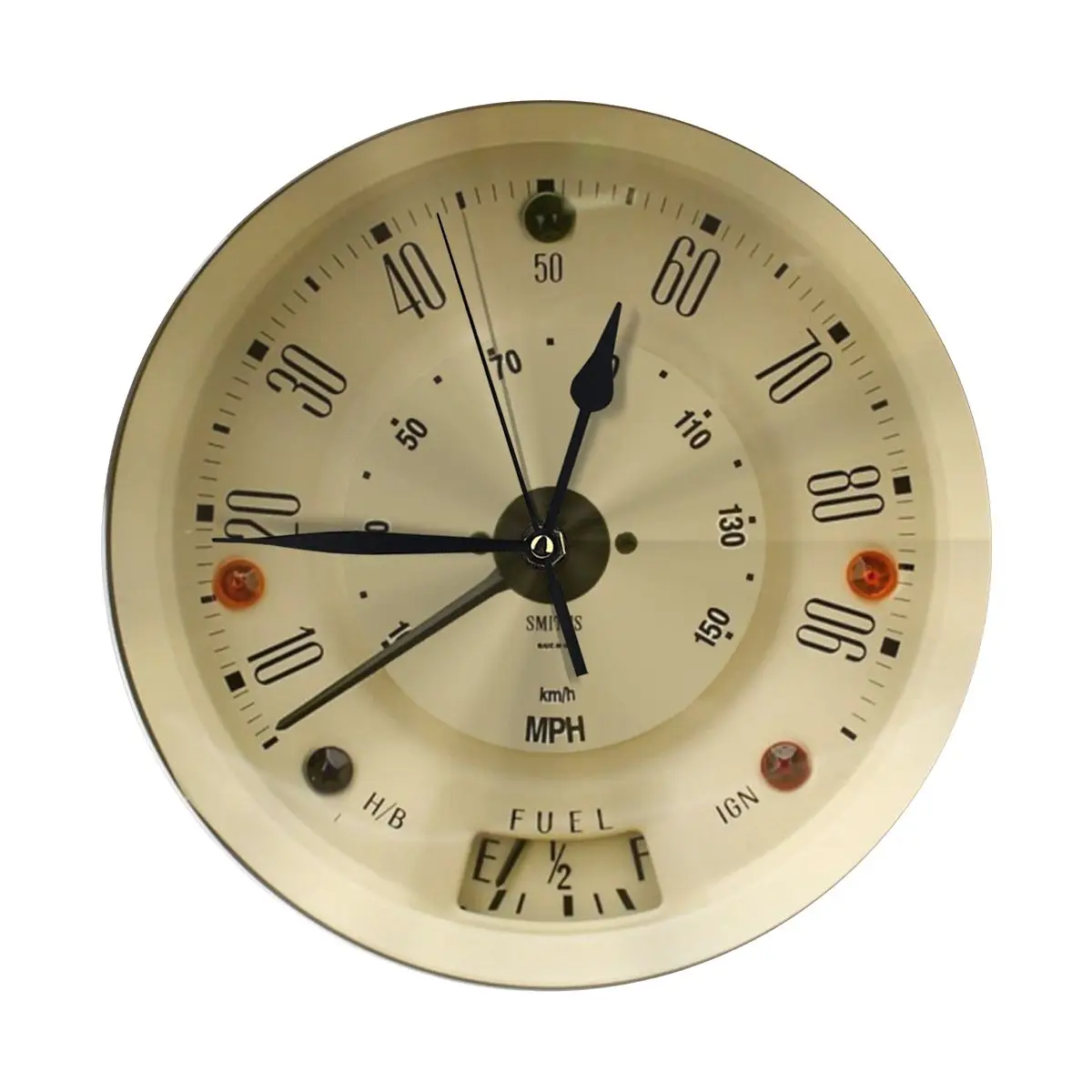 Smiths 90mph Speedo - White Face Modern Simple and Wall Hung Clock for Study Bedroom Living Room Bathroom