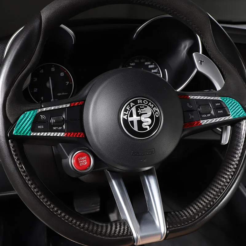 Real Carbon Fiber For Alfa Romeo Stelvio Giulia 2017-2019 Car Steering Wheel Decorative Frame Sticker Car Interior Accessories