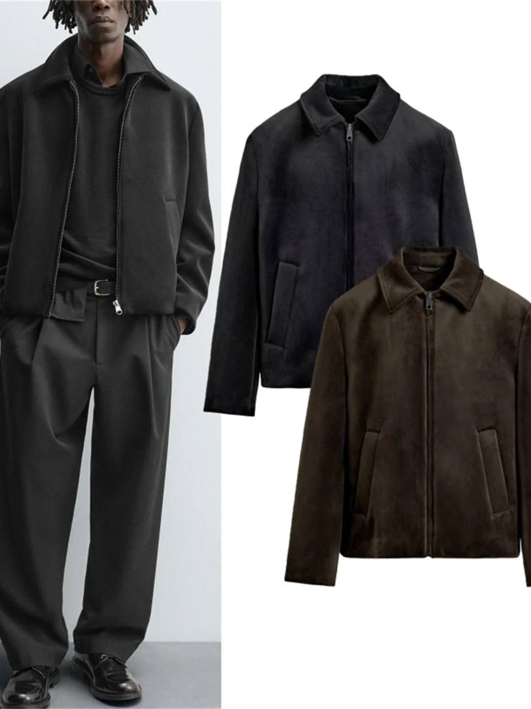 

Faionable Slim Fit Velvet Zipper Jaet Men's Autumn New Arrival Trendy Straight Leg Swan Velvet Coat 585425 Outerwear