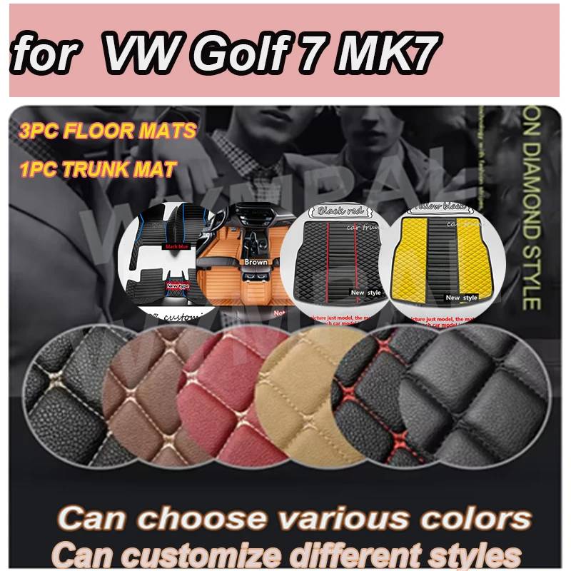 

Роскошные автомобильные коврики на заказ для VW Golf 7 MK7 2012 2013 2014 2015, роскошные кожаные автомобильные коврики
