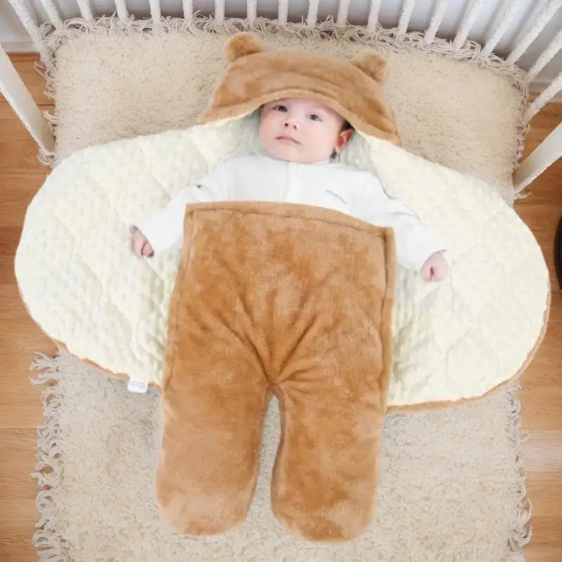 Adjustable Wearable Blanket Beanie Plush Baby Blanket Bear Shaped Multi-Function Skin-Friendly Plush Baby Blanket For