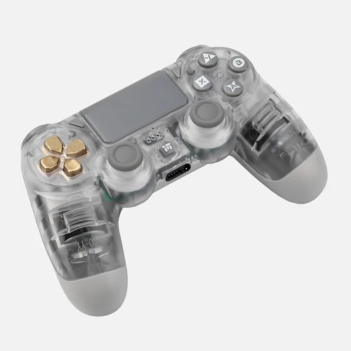 Imagen 2 del producto Controlador inalámbrico transparente para PS4/PS3/PC/Android/Steam, Gamepad de juego con motor de vibración de seis ejes con efecto Hall