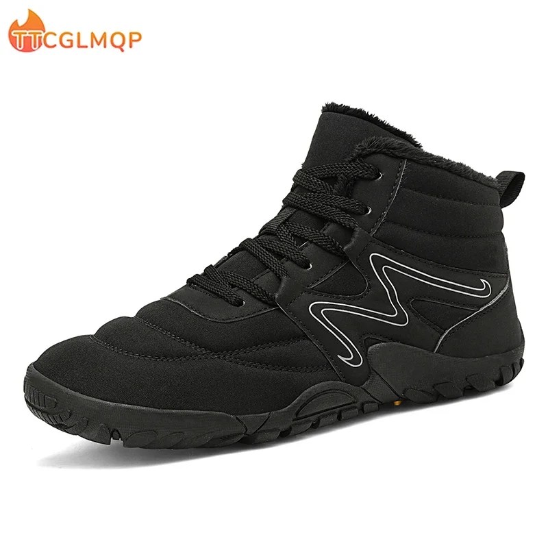 New Winter Boots For Men Snow BareFoot Outdoor Non-slip Warm Fur Casual Sneakers Plus Size Lightweight Ankle Boots Hiking Shoes