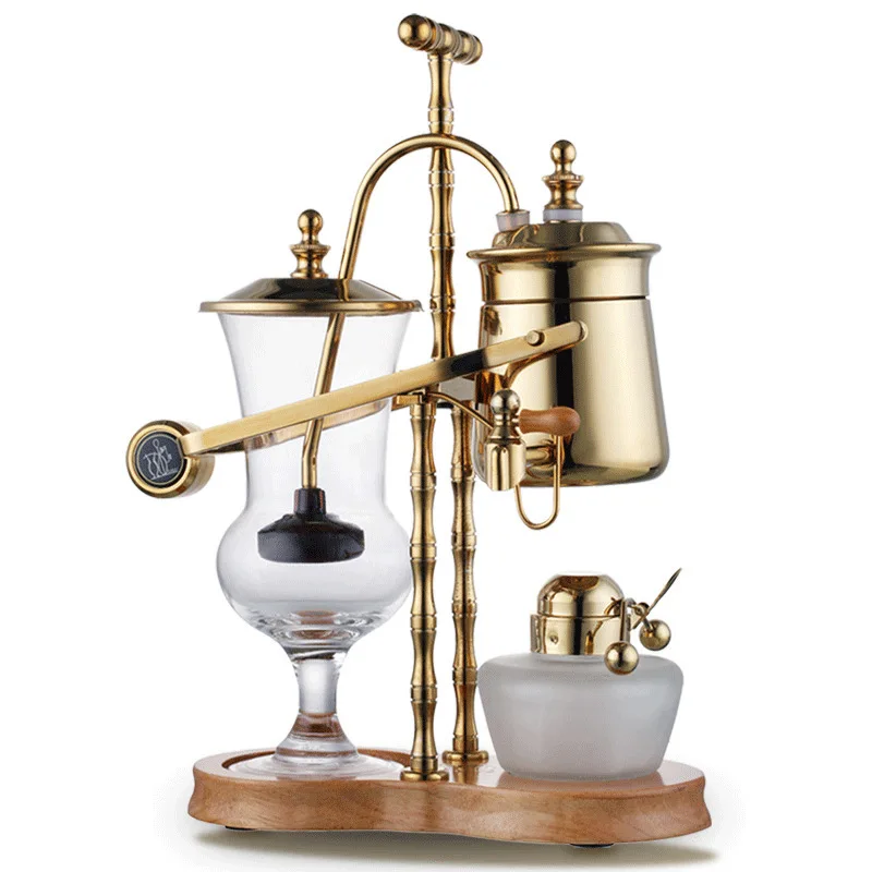 Silver Gold Belgian Luxury Siphon Coffee Machine Vintage Royal Balanced Siphon Brewer Easy to Operate Coffee Machine