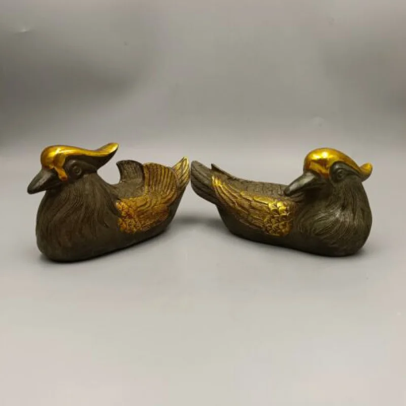 

A pair of new gilded copper mandarin ducks