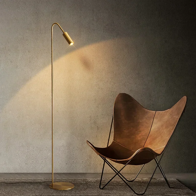 Brass Floor Lamp LED Standing Light Luxury Modern Nordic Style Living Room Bedroom Study Sofa Side Reading Corner Home Decor
