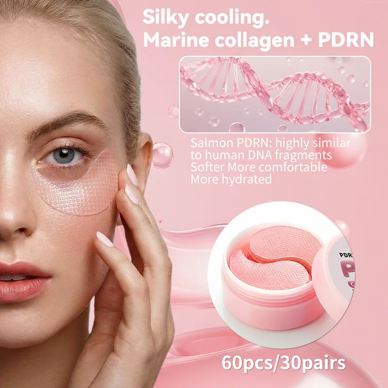 Collagen PDRN Pink Eye Patches Target Dark Circles Puffy Eyes Slip Resistant Under Eye Mask Rejuvenate Eye Area