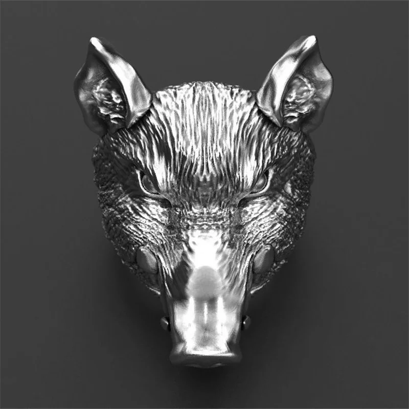 New Vintage Animal Wild Boar Head Alloy Rings for Men Finger-Ring Cool Stuff Accessories Men's Jewelry Discount