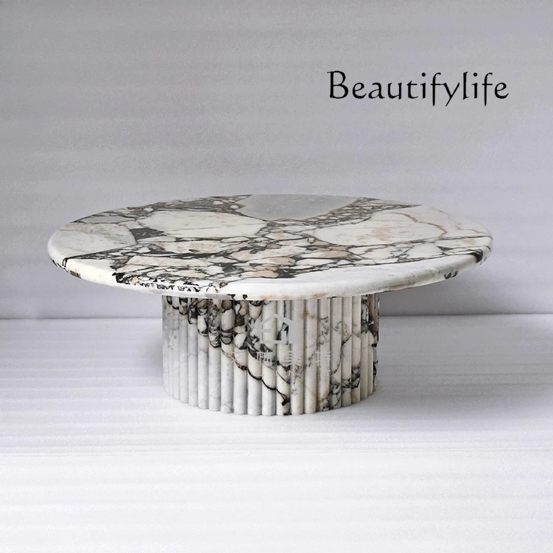 Italian light luxury natural marble coffee table living room minimalist modern home designer high-end creative