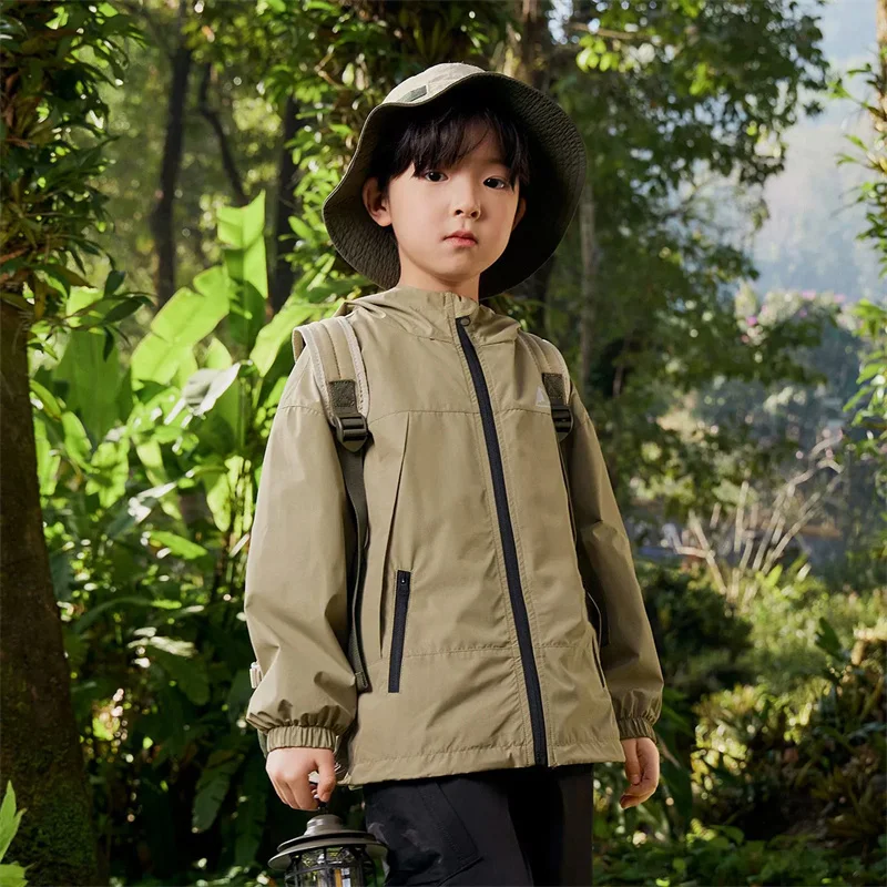 

Boys Rushing Jacket Children's Autumn Coat Girls Waterproof Hooded Outerwear New Kids Outdoor Tops Teen Loose Casual Clothes