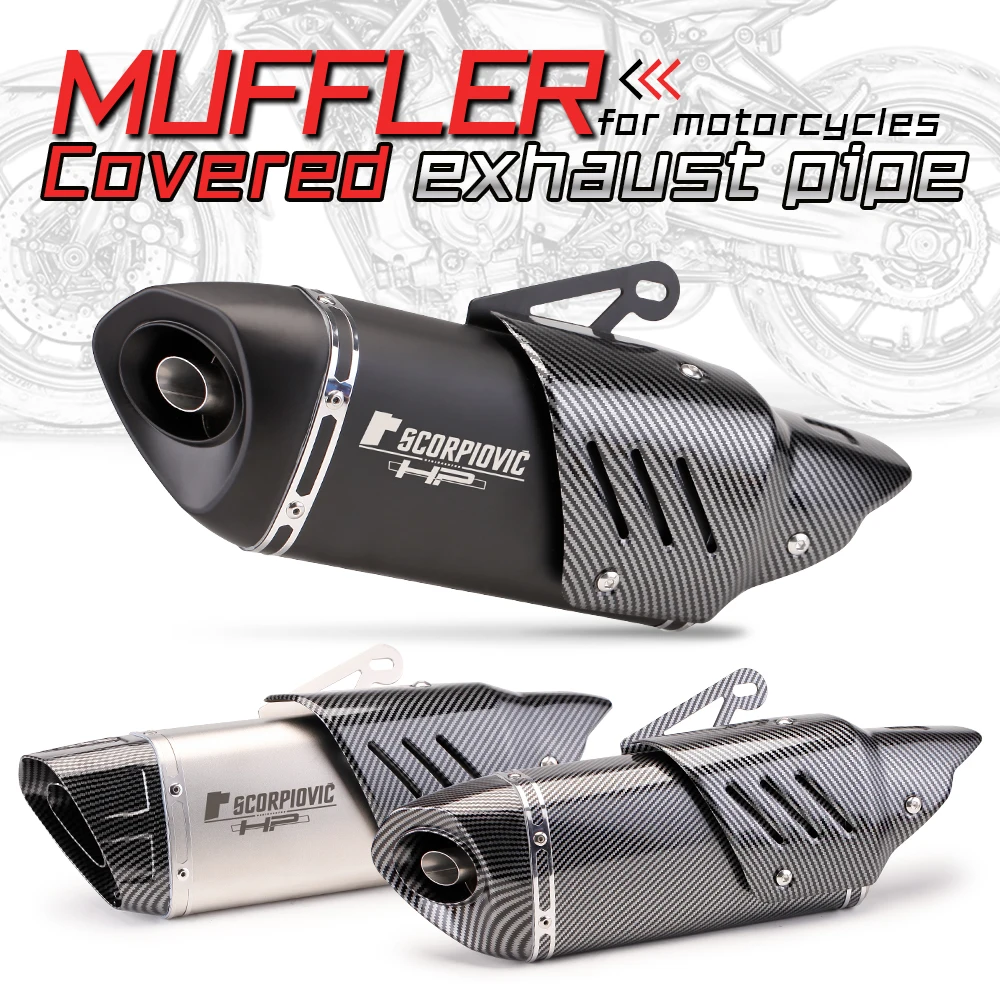 Motorcycle Exhaust Pipe Tail Section With End Cover For sai600 450SR MT09 R3 Z400 Universal 51mm Slip-On Muffler