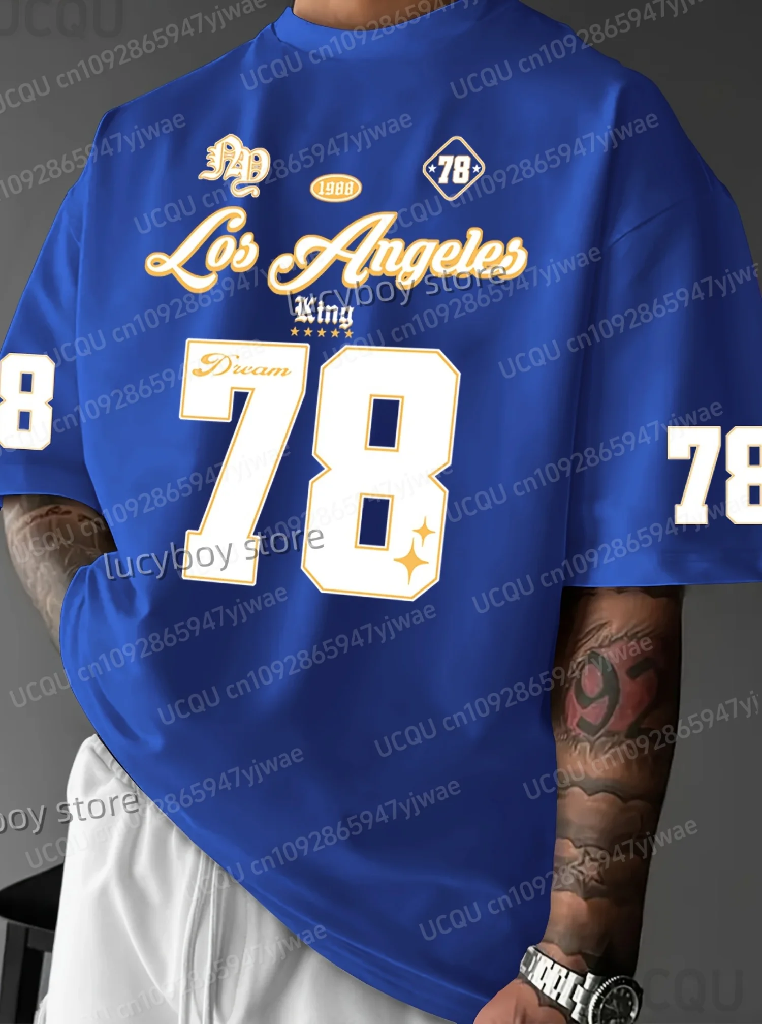 

NEW IN Summer 78 Print Polyester Men T-Shirt Short Sleeve Plus Size T-Shirt Vintage Lightweight Daily Sport Tees Men Clothing