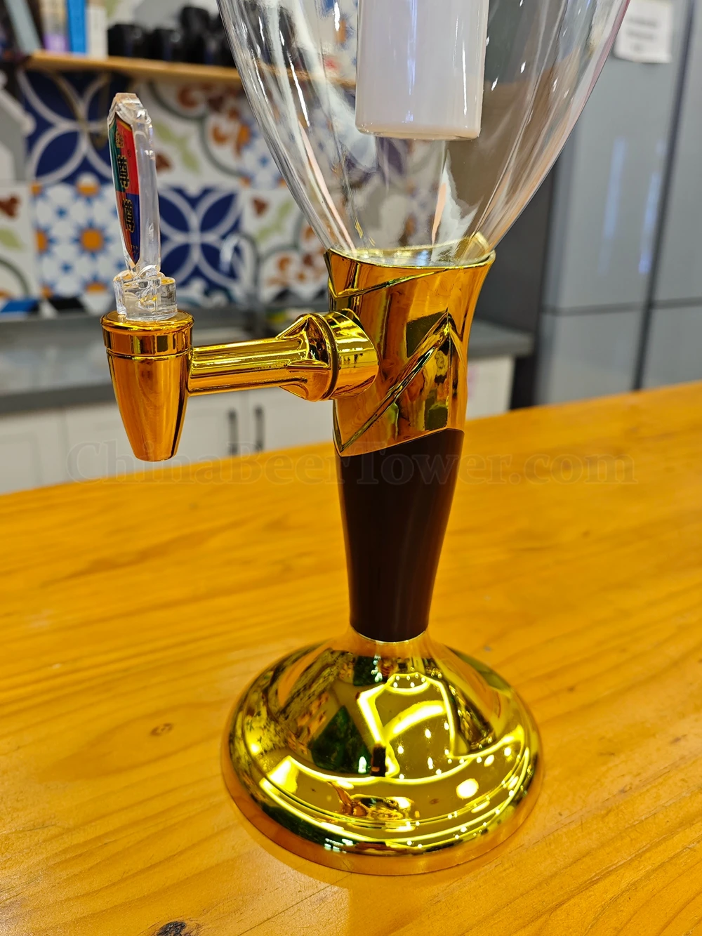 Beer Tower Dispenser with LED Ice Tube, Silver and Gold, Fit for Club Bar, Men Gift, 1.5 Liters, 3 Liters