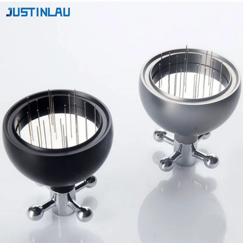 JUSTINLAU Adjustable Coffee Powder Dispenser for 51/53/58mm Stainless Steel Hemisphere Powder Stirrer with Rotating Handle＆Base