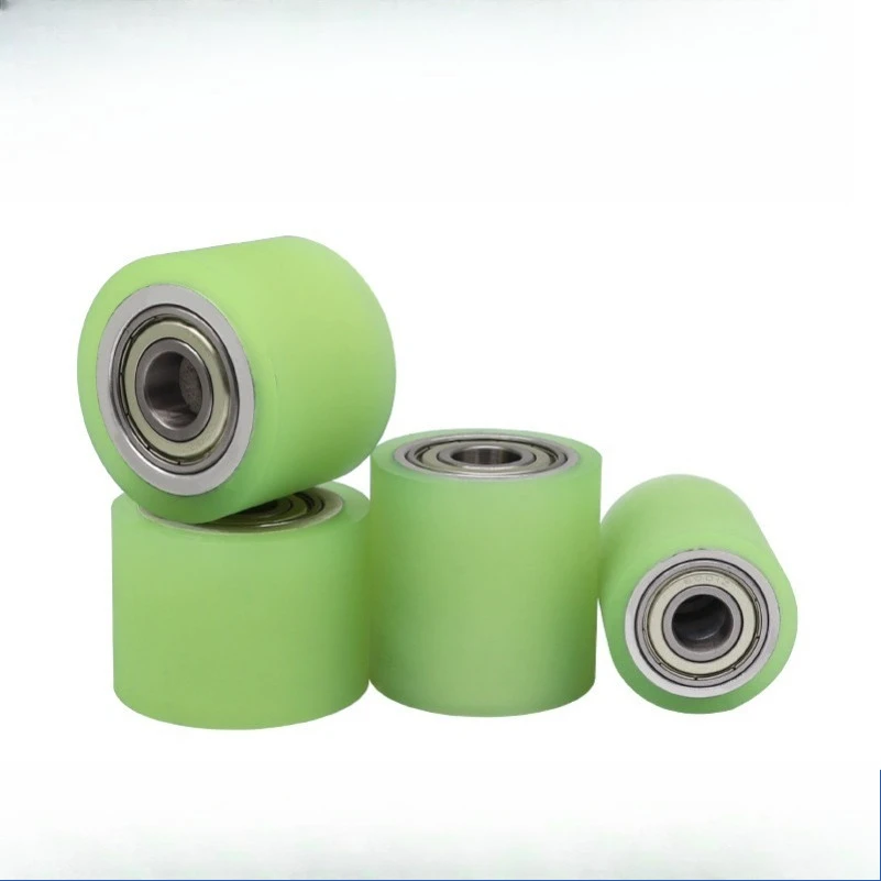 Polyurethane Rubber Roller Unpowered Roller Rubber Roller Double Bearing Follower Wheel Belt Loom Feeding Press Wheel
