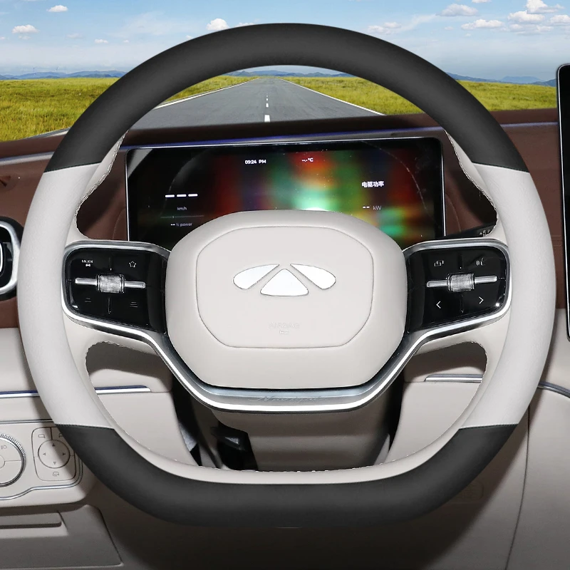 لشيري Fengyun A9L 2025 أغطية عجلة القيادة الجلدية عدم الانزلاق ومقاومة للاهتراء غطاء مقبض السيارة الملحقات الداخلية