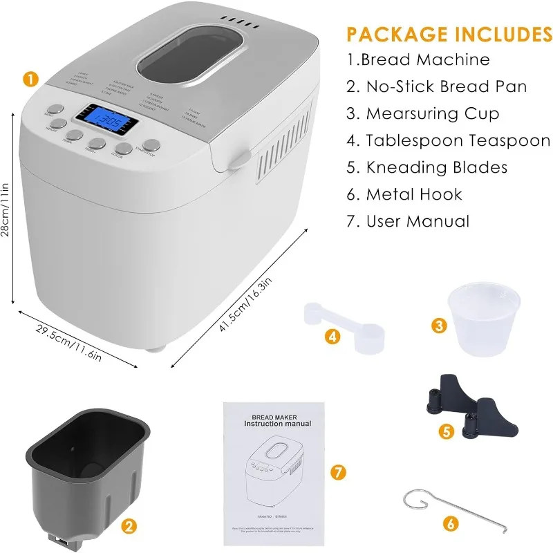 ماكينة صنع الخبز 3 رطل ماكينة الخبز الأوتوماتيكية مع مجاذيف العجن المزدوجة 15 في 1 صانع العجين
