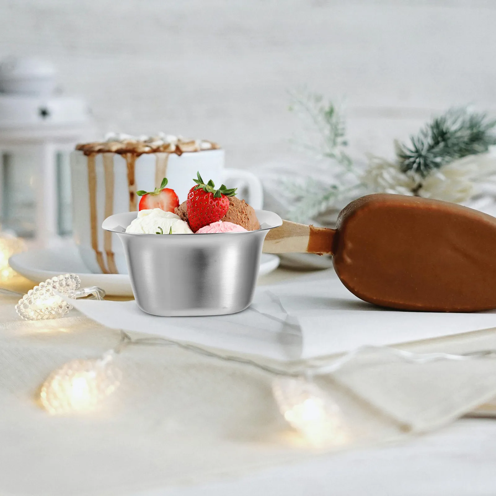 Premium Stainless Steel Square Bowls Stackable Scratch Resistant for Snacks Ice Cream Rice Noodles Cereal Dipping Sauces Kitchen