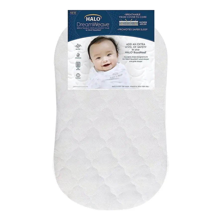 

DreamWeave Breathable Mesh BassiNest Pad 100 Washable Cover and Core Hypoallergenic, NonToxic Materials