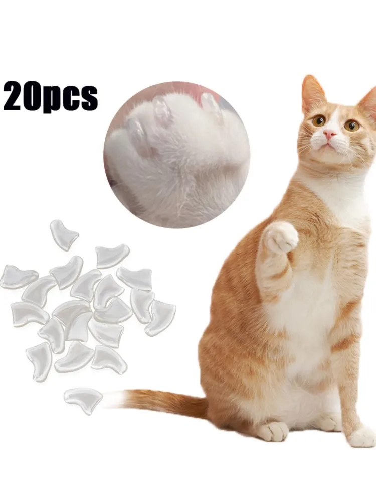 Bouchons transparents pour ongles de chat, 20 pièces, griffes de chat souples en PVC, pattes souples, cadeau pour animaux de compagnie, fournitures pour animaux de compagnie, taille XS S M L