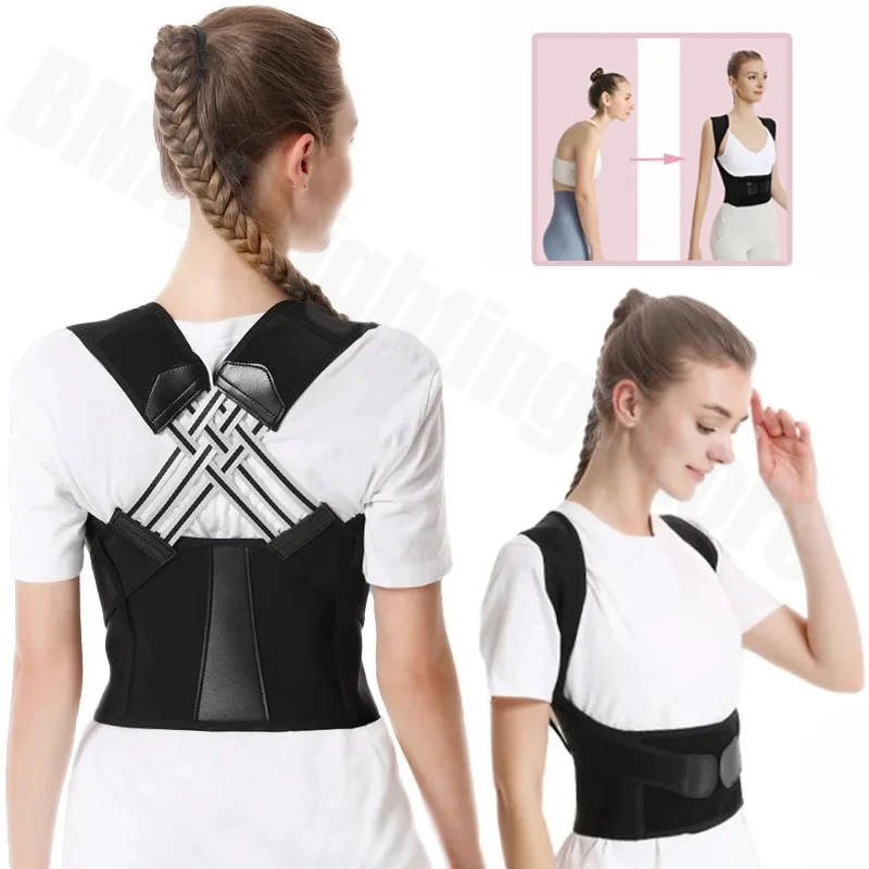 Reinforced Belt Lumbar Column Posture Corrector Vest Adjustable Back Support Strap Shoulder Spine Brace Neck Stretcher Trainer