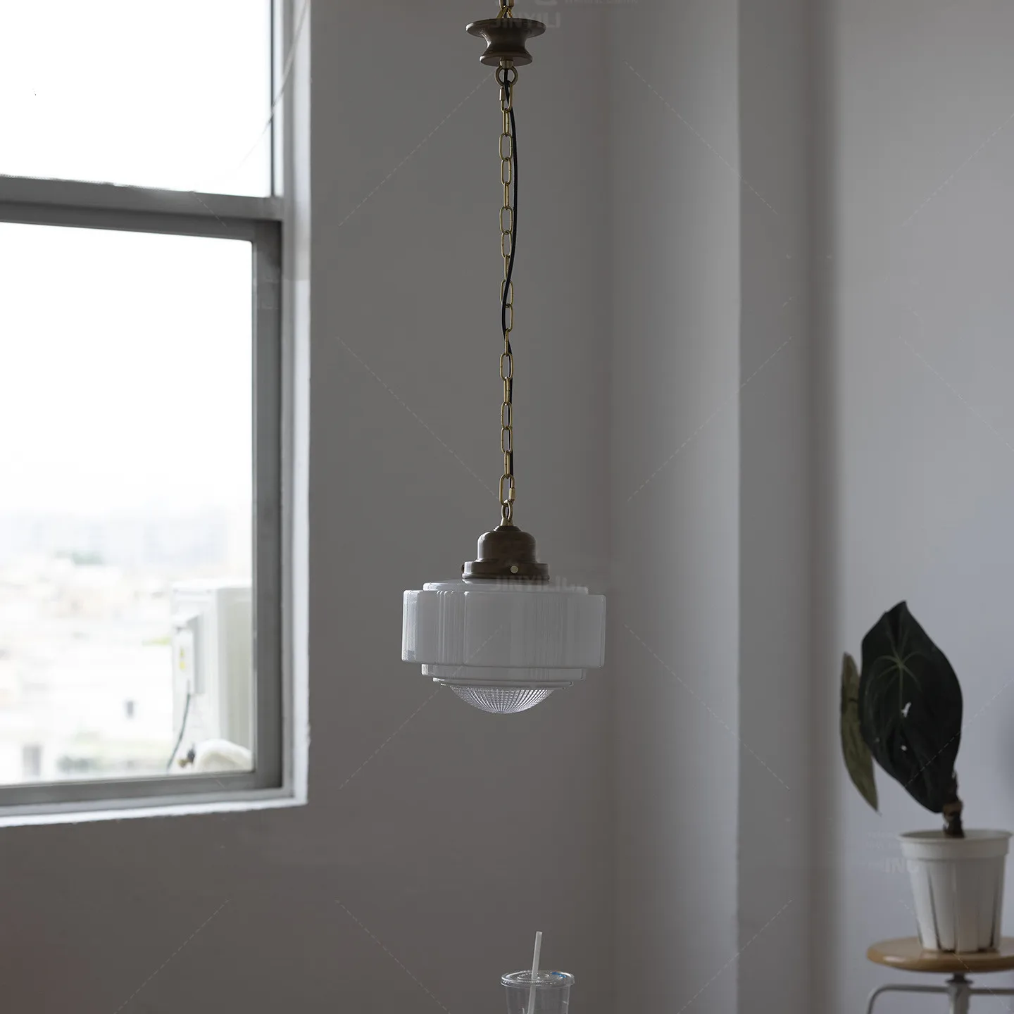 Retro Brass Glass Pendant Modern LED Living Room Dining Room Ambience Lamp B&B Bedroom Ceiling