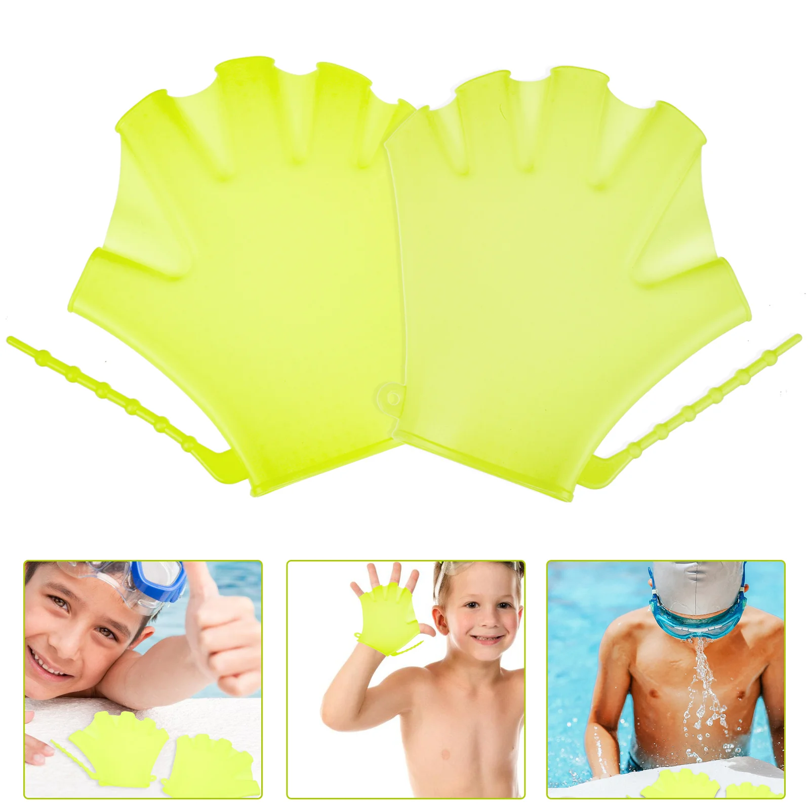 

Swimming Gloves Premium Silicone Water Resistance Training Paddles Adjustable Wrist Strap Breathable Sweat Absorbing Skin