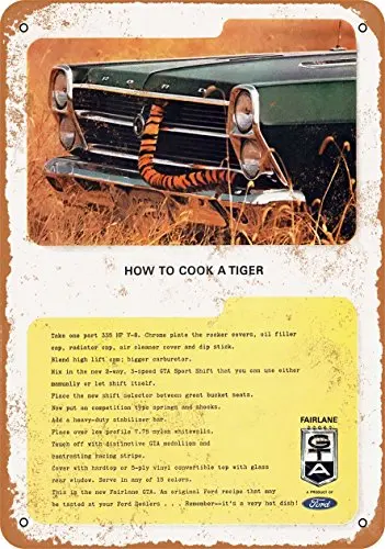 Wall-Color  Metal Sign - 1966  Fairlane How to Cook a Tiger - Vintage Look