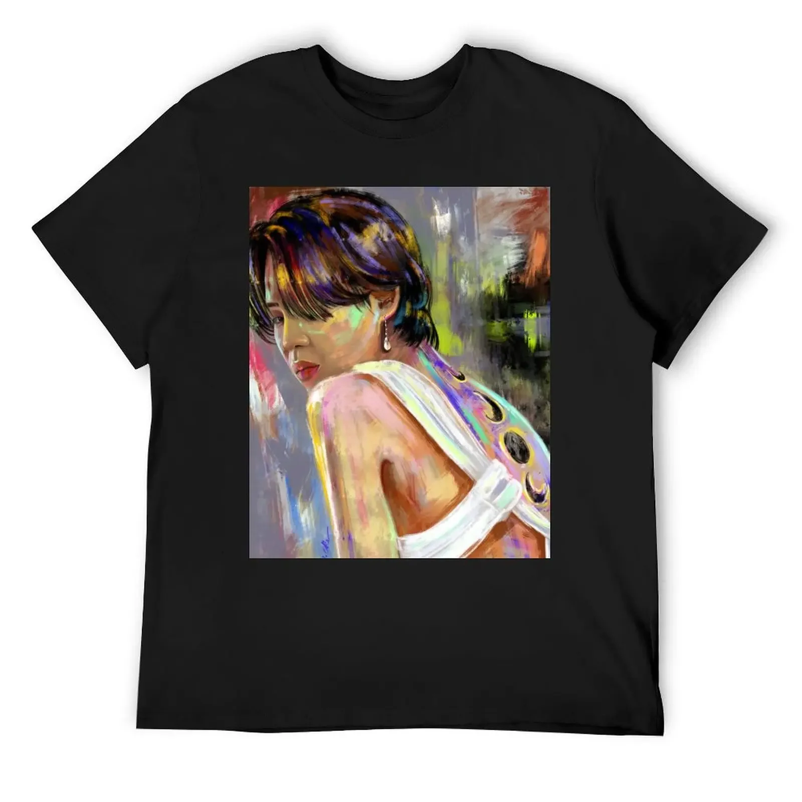 

Jimin_ phases of moon art T-Shirt blue archive cheap stuff vintage t shirts sports fans Men's cotton t-shirt