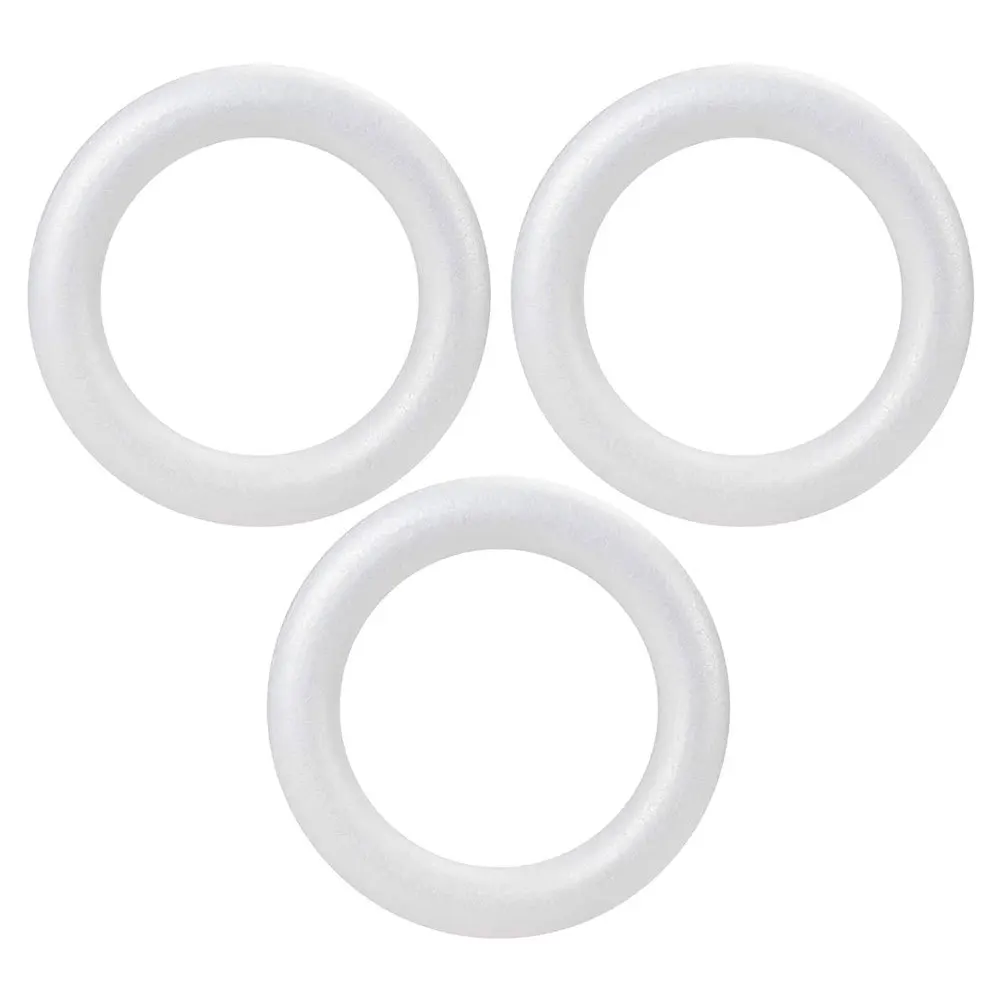

3pcs White Foam Wreath Circles Round Craft Rings For Diy Floral Arrangements Party Ornaments Blank Polystyrene Forms Handicraft