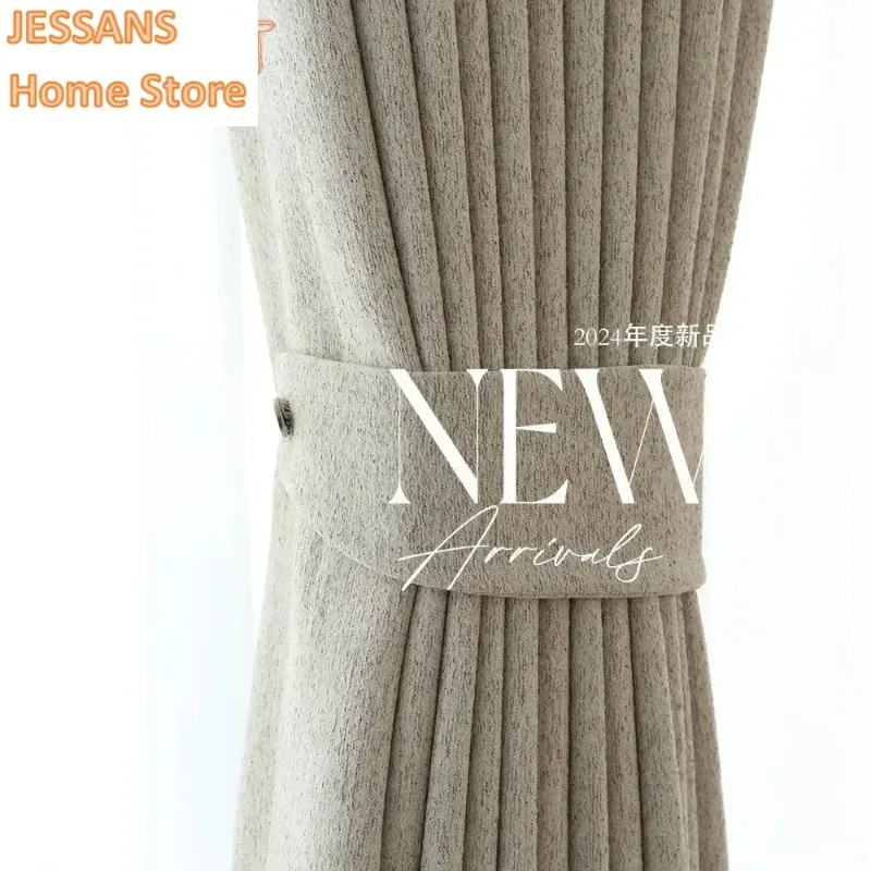 

Mousse Blackout Cream Antique Style Chenille Cotton and Linen Curtains for Living Room Bedroom Premium Feeling Curtains Custom