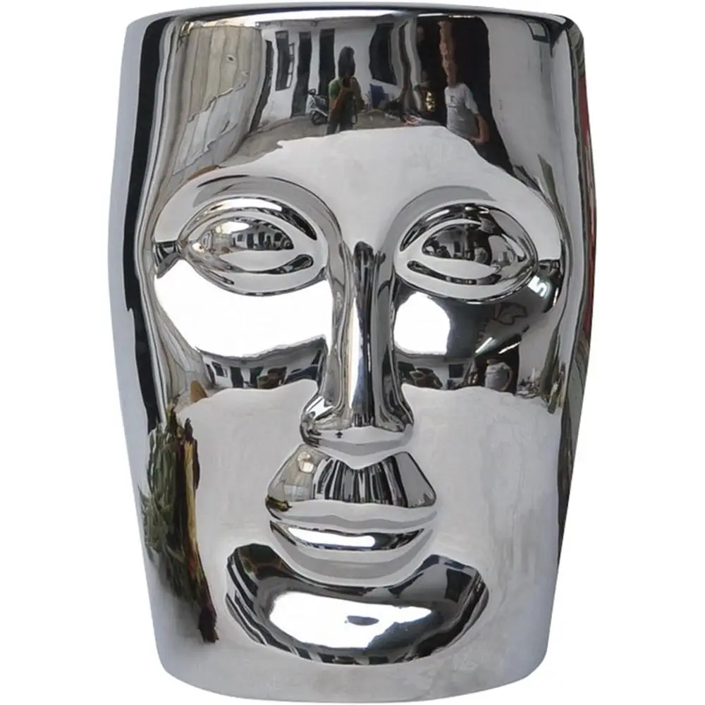 

Керамический садовый табурет, табурет-барабан в форме человеческого лица с глазурью, табурет для переобувания, подходит для гостиной, балкона, сада и т.д. (С