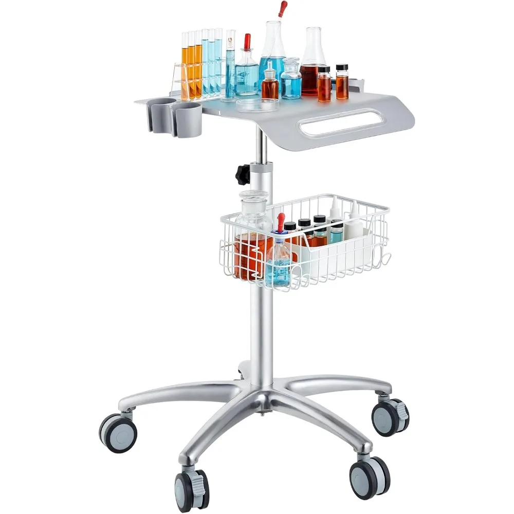 

Medical Cart, Salon Cart with Wheels, Mobile Trolley Cart 26.77"-42.91" Height Adjustable, Metal Salon Stations for Hair Stylist