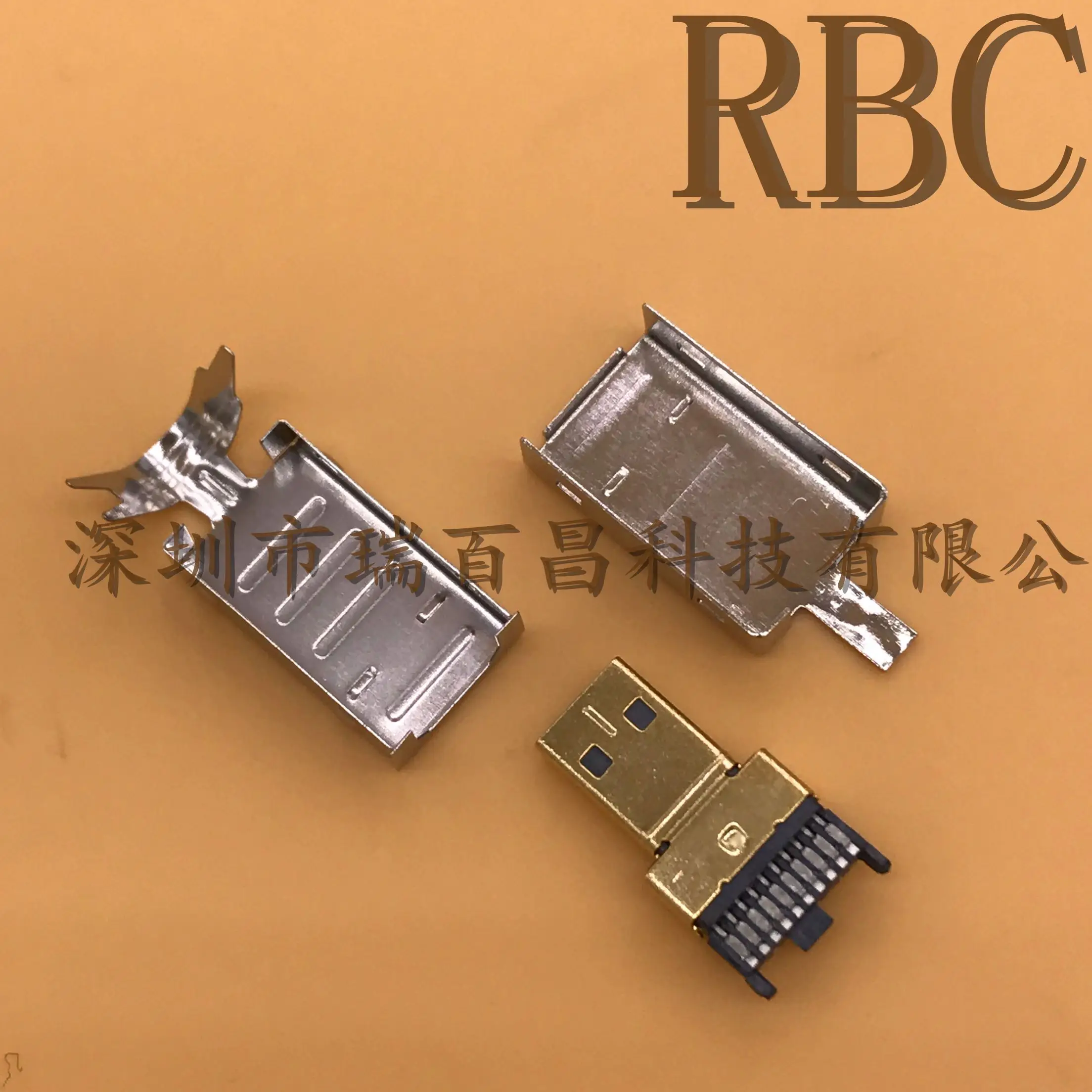 

For Micro HDMI three-piece set, solder type male HDMI D 19P male solder type, connector