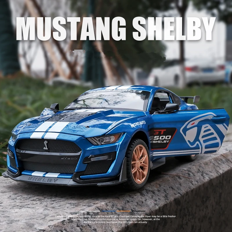 1:32 Ford Mustang Shelby GT500 Alloy Sports Car Model Diecast Metal Car Model Sound and Light Simulation Collection Kid Toy Gift