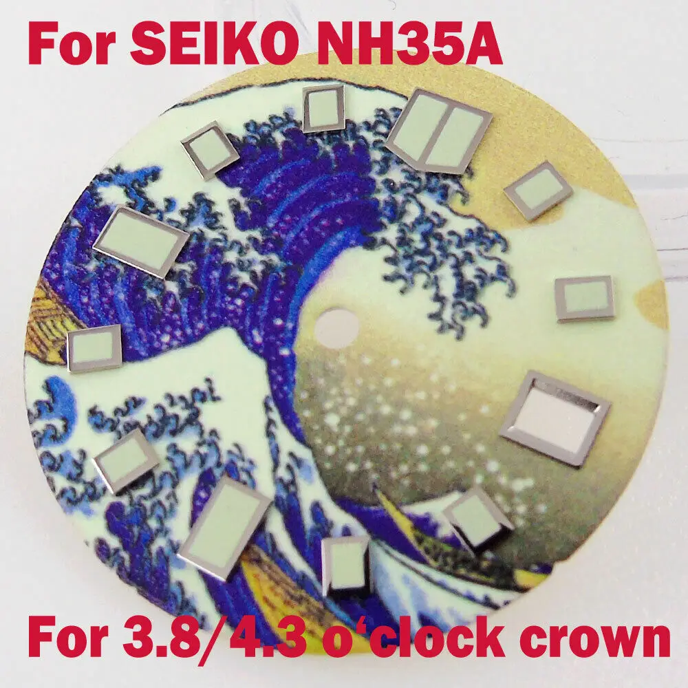 

For NH35/NH35A Super Lume 29mm Kanagawa Watch Dial Fit SKX007 Watch Case Date