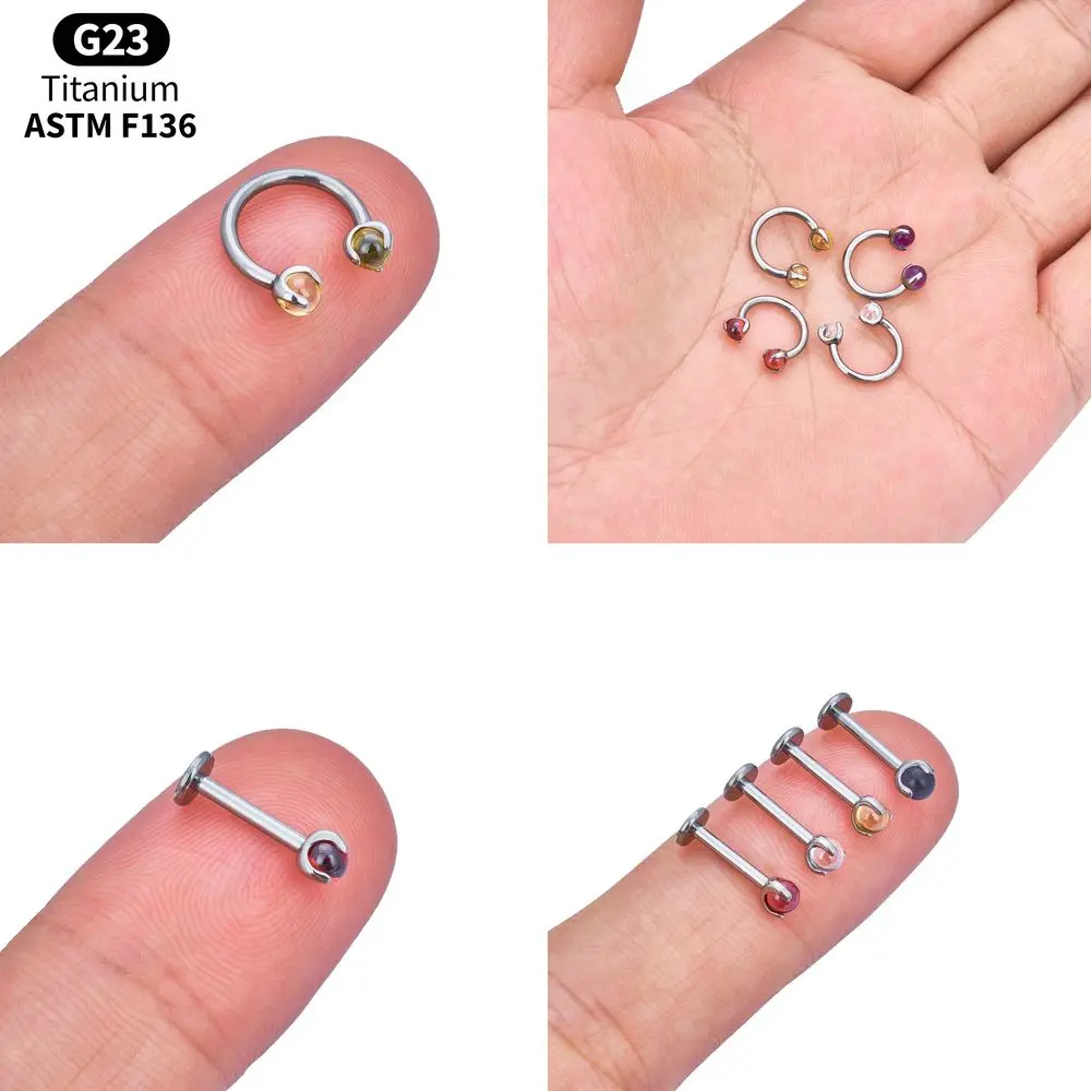 ASTM F136 Titanium Sparkly 3-Prong Crystal Sphere Labret Stud Internally Threaded Lip Medusa Tragus Helix Piercing Jewelry