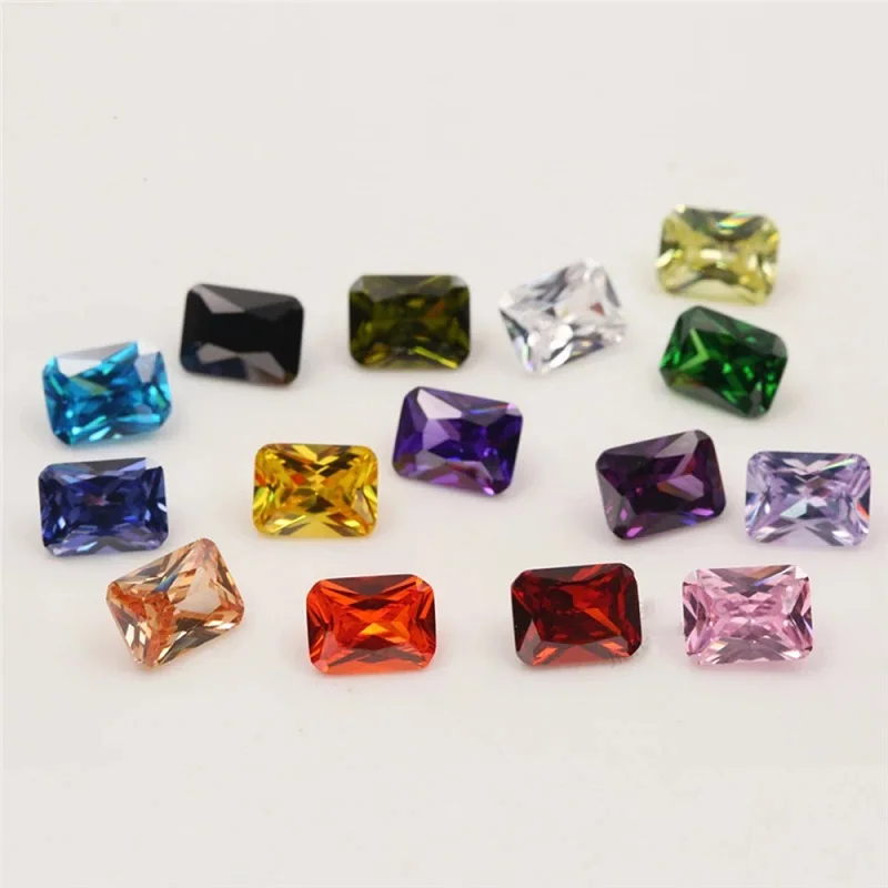 Mix 15 Colors Octangle Cut Cubic Zirconia Stone Loose CZ Stones Synthetic Gemstone for Jewelry Making (Size 4x6mm-10x12mm)