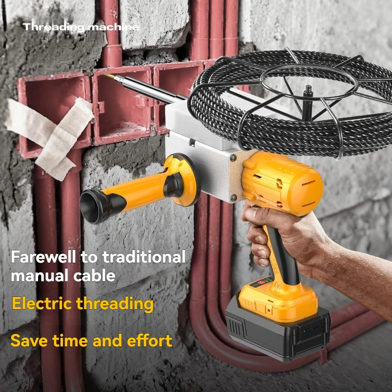 High Tension Brushless Lithium Cable Puller, Automatic Electric Wire Threading Machine for Electrician Cable Routing Work