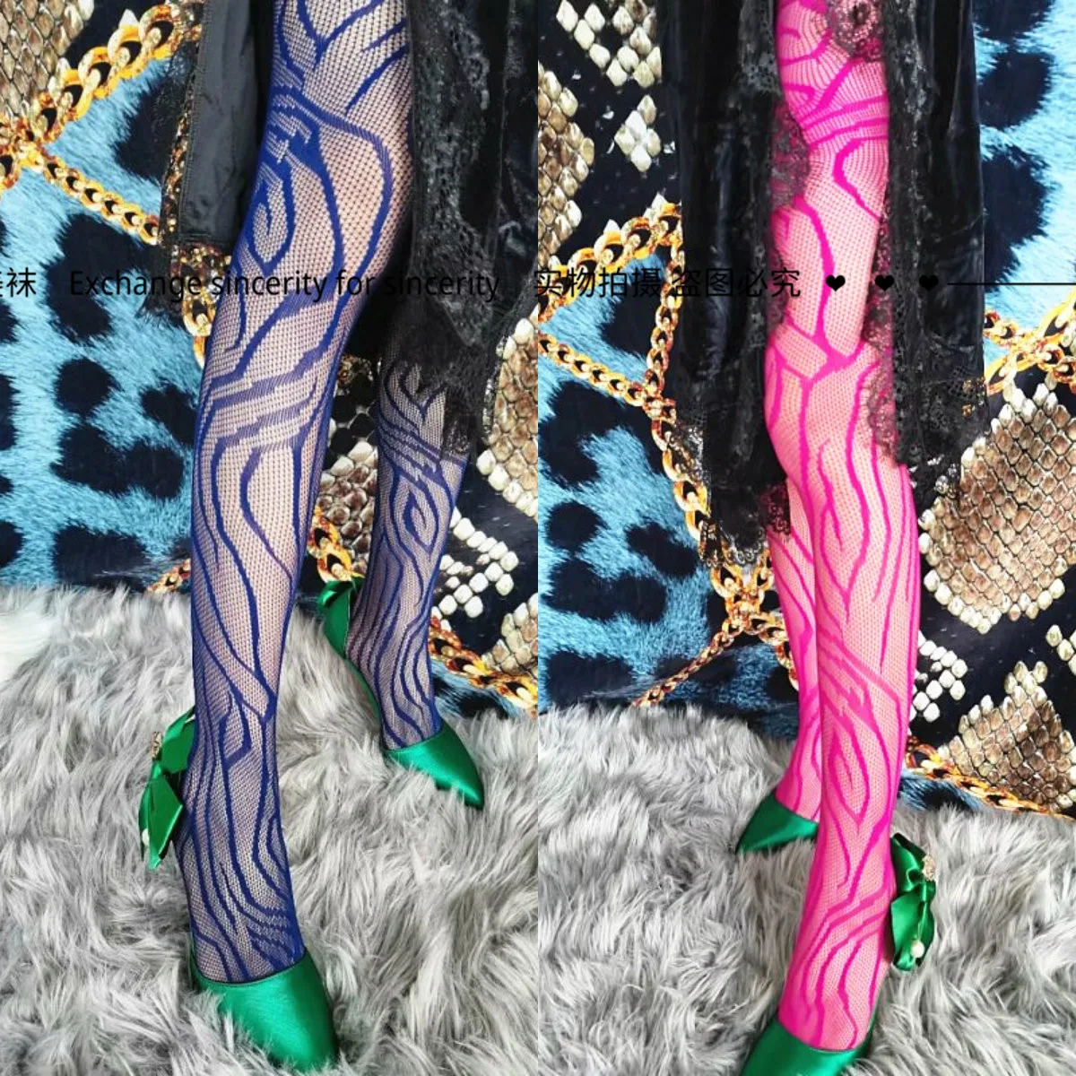 ANGEL Original Design Summer Candy‑Color Zebra Print Fishnet Pantyhose, Cool Stylish Solid Color Hollow‑Out Women Fashion Tights