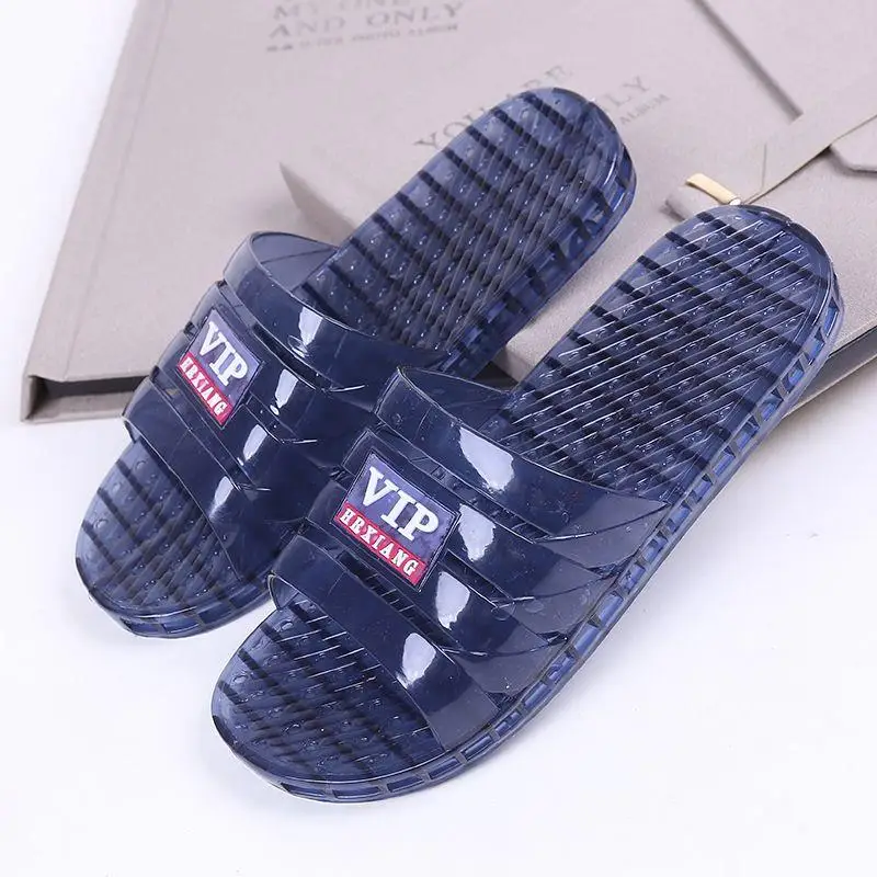 

Men's Crystal Slippers Breathable Old Style Pure Plastic Summer New Air Conditioning Mature Rubber Home Anti-slip Easy to Wear