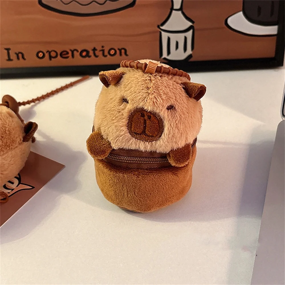 Cute Capybara Plush Coin Purse Cartoon Small Wallet Kids Portable Headphone Case Fluffy Panda Storage Bags Schoolbag Pendant