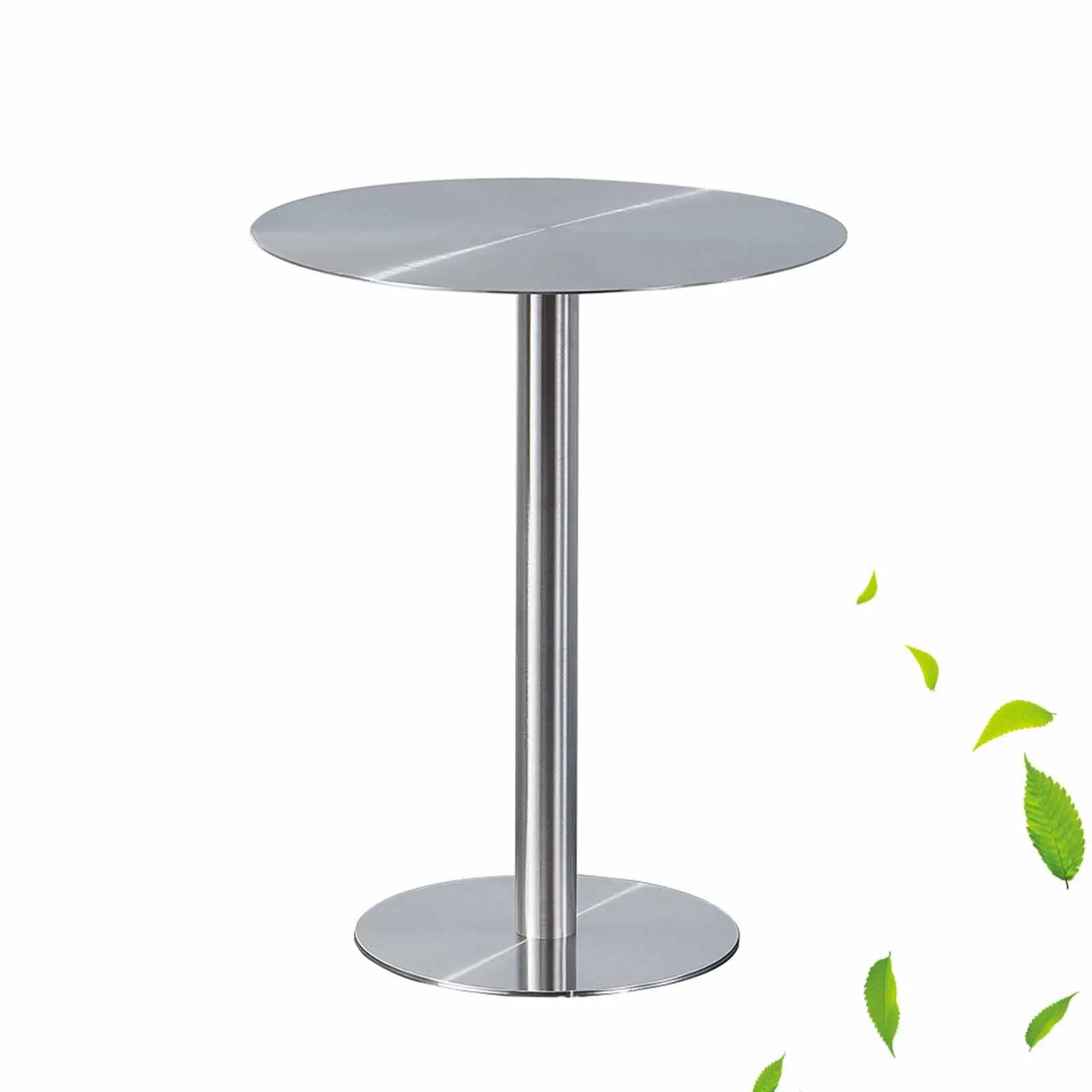 

Stainless Steel Round Counter Height Bar Table 23.6 Inch For Indoor Outdoor Kitchen Bistro Use Modern Stable Base Easy Assembly