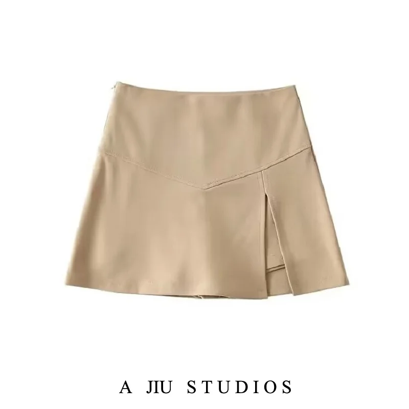 American College Sle Side Split Anti-Light ort Skirt Women Summer Slimming Versatile Leg Lengthening Sexy  Skirt