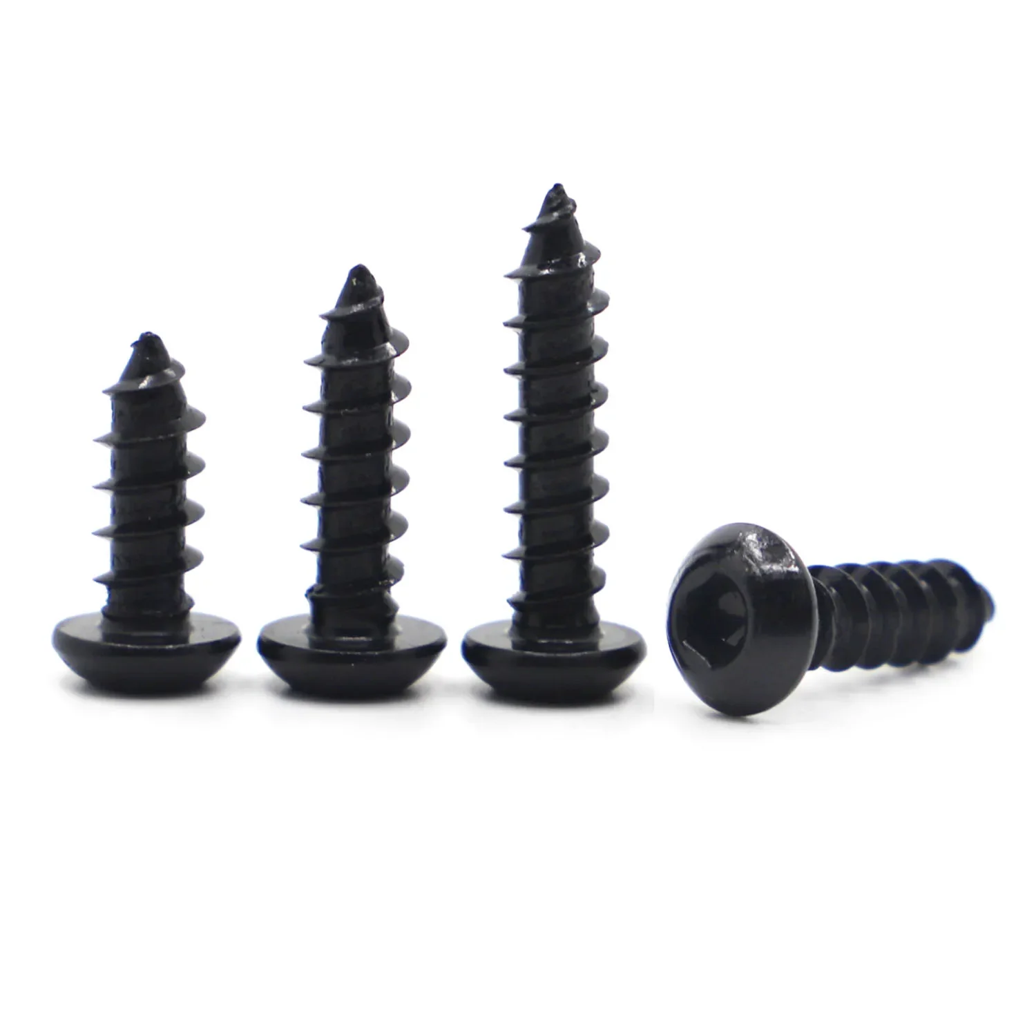 10-50pcs Black Grade 8.8 Carbon Steel Pan Round Head Hexagon Socket Self Tapping Screws M2 M2.5 M3 M4 M5 M6