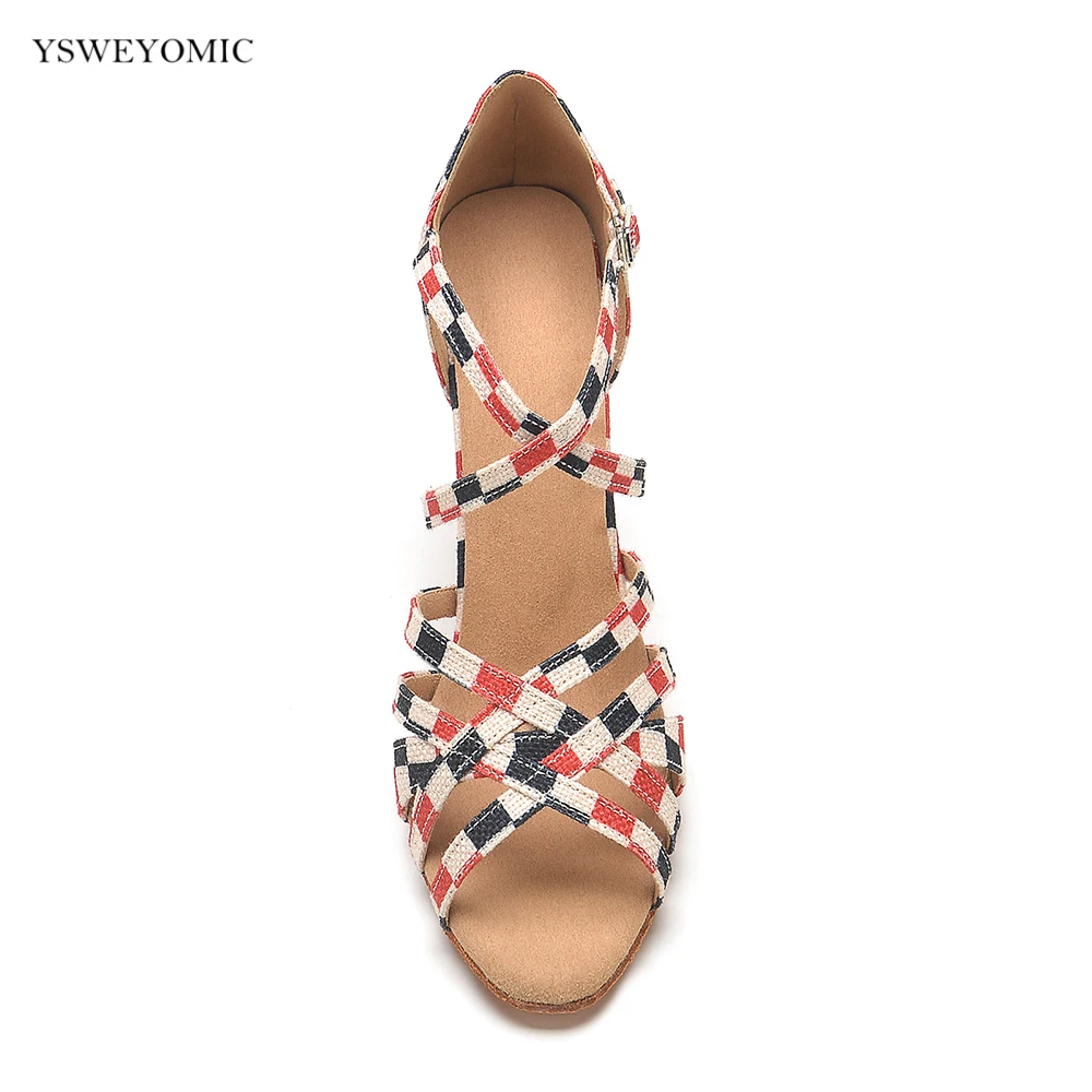 YSWEYOMIC-Salsa Latina Sapatos de dança para mulheres, palmilha macia vermelha, saltos de festa, logotipo personalizado, estilo primavera e verão, 2024