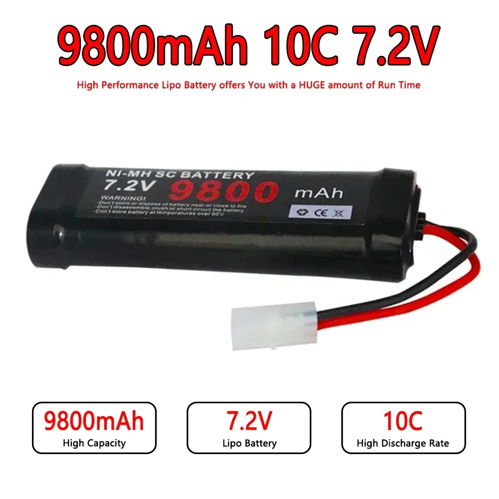 7.2V 9800mAh Ni-MH Rechargeable RC toy Battery with Tamiya Discharge Connector For RC Racing Cars Boat Aircraf