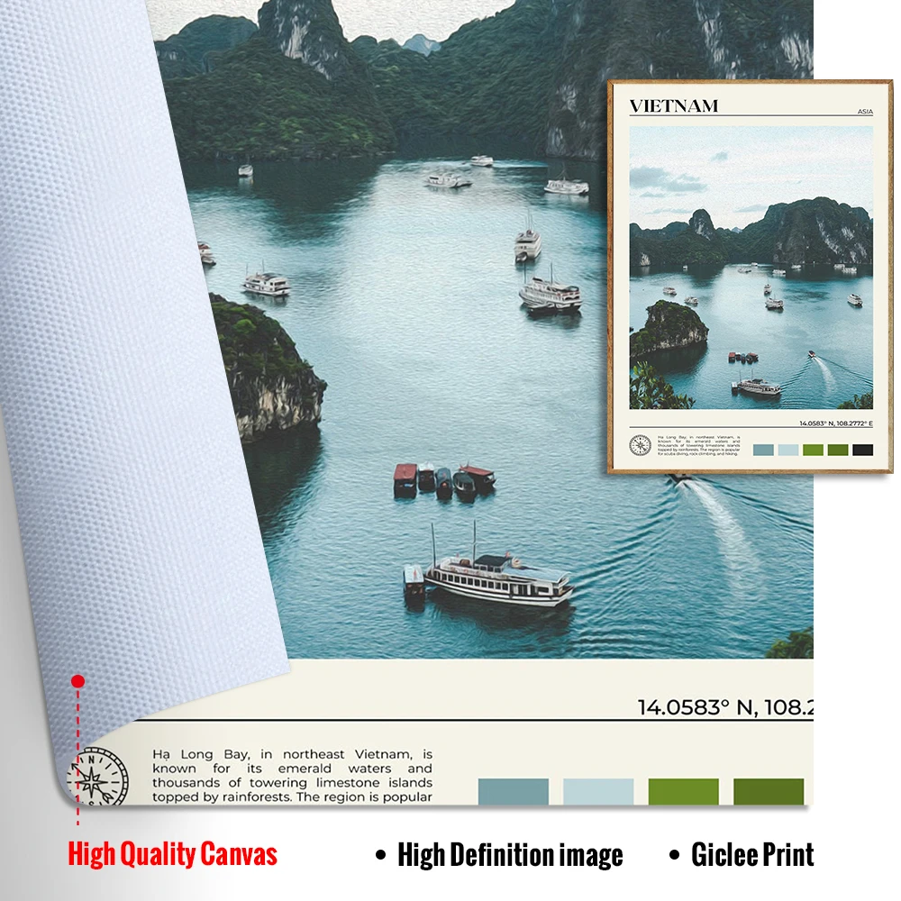 آسيا السفر قماش ملصق فيتنام الفلبين اليابان كوريا الجنوبية الهند الصين سنغافورة سيتي سكيب يطبع غرفة المعيشة جدار ديكور