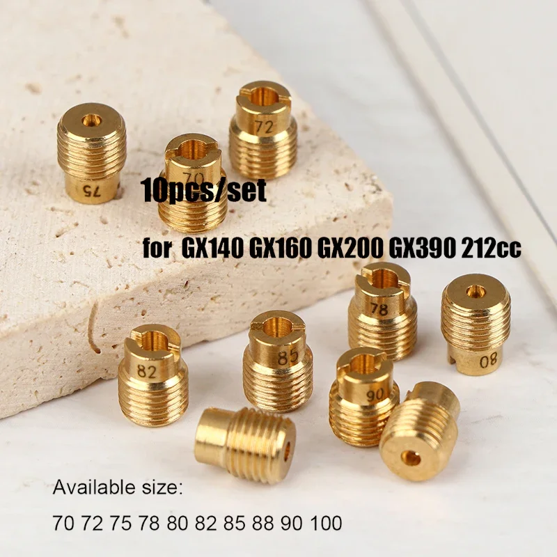 10Pcs Jets Moto Carburetor Slow Air Jet For GX140 GX160 GX200 GX390 212CC Mini Bike Go Kart FCR Main Jets Carb Jet Fuel Nozzle