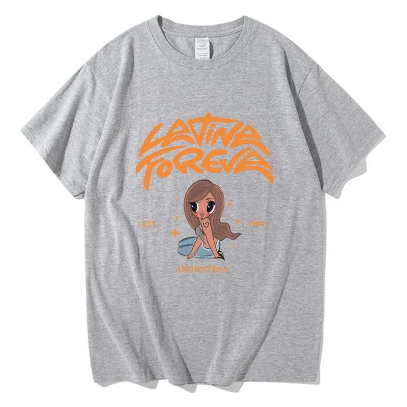 تي شيرت عصرية من Karol G LATINA FOREVA 2025 أغنية جديدة ملابس ريترو للرجال/النساء ملابس هاراجوكو تي شيرت صيفي قطني جرافيك